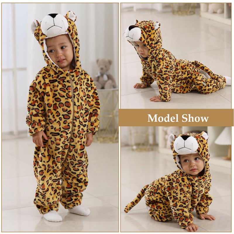 TONWHAR Unisex-Baby Animal Onesie Costume Cartoon Animal Outfit Homewear Kids' One-Piece Rompers(18-24 Months, Jaguar) - Image 3